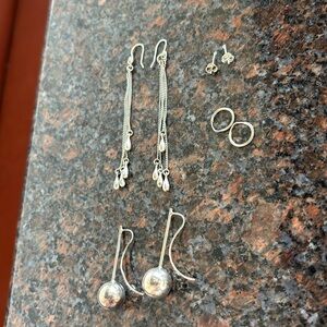 4 pairs silver earrings